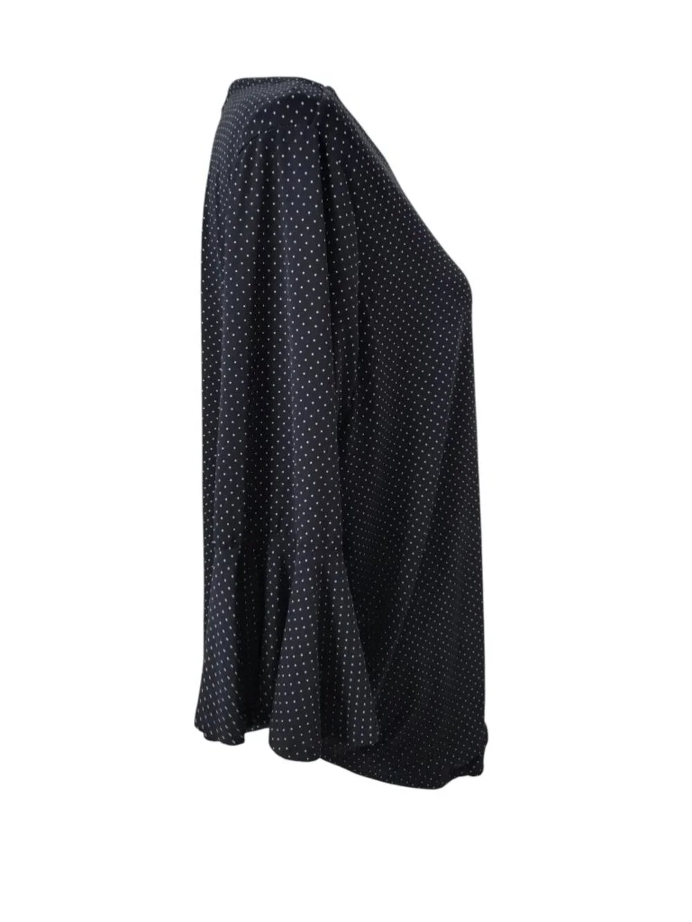 Carmen Mark Valvo Size 1X Black with White Polkadot Bell Sleeve Blouse - Picture 5 of 11